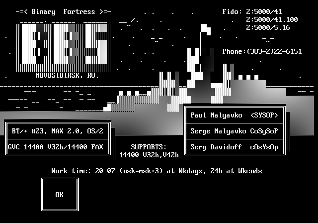 Заставка Binary Fortress BBS
